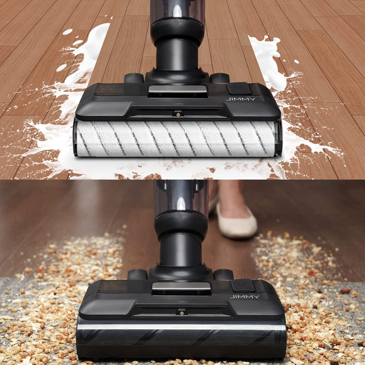Jimmy HW10 Pro Aspirador Lavador, Limpiador 3 en 1 Inalámbrico Multisuperficie, 400 W, Asistente de Voz, Batería Extraíble con 80 Minutos de Autonomía, Pantalla LED y Autolimpieza