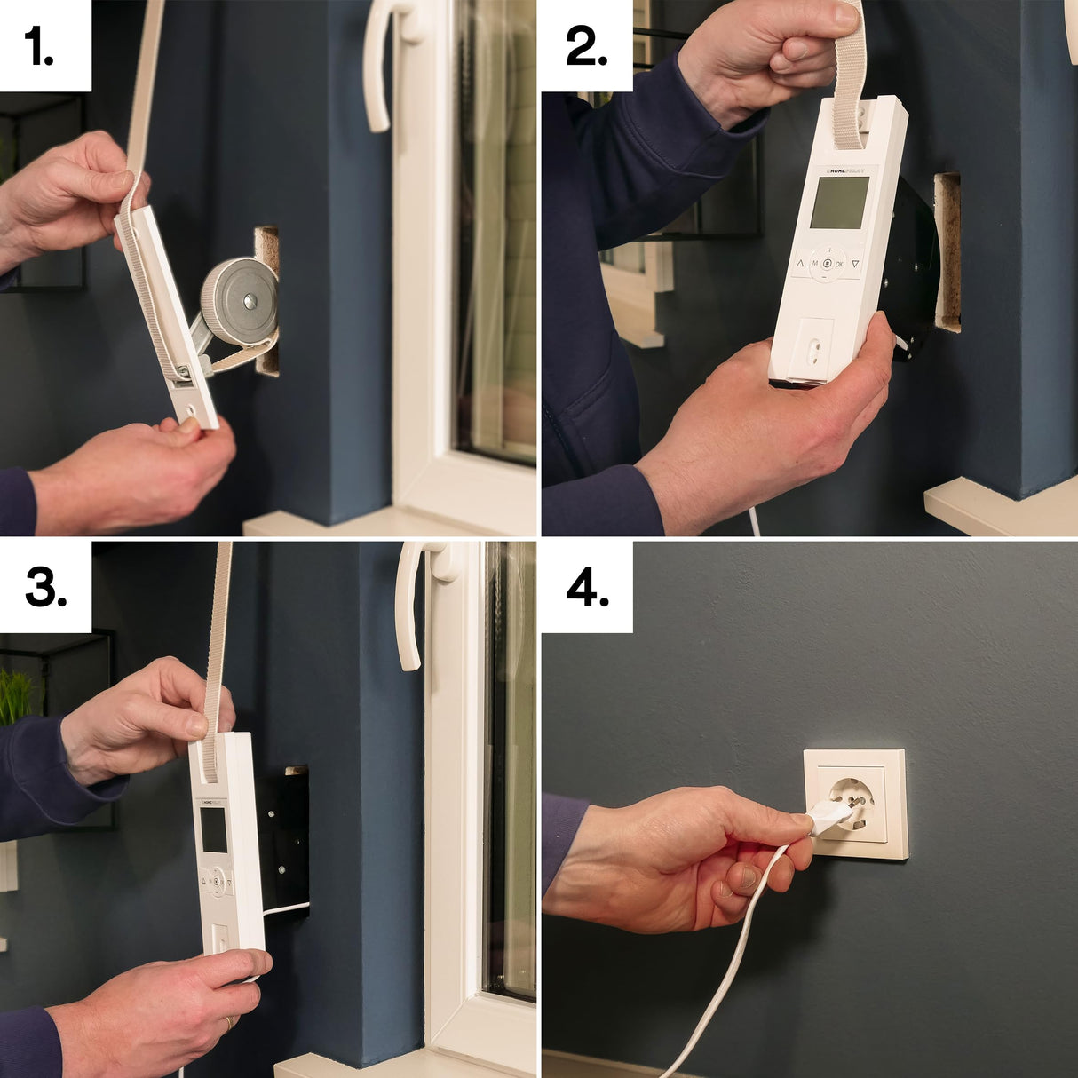 HOMEPILOT - Enrollador cinta RolloTron Premium Smart | Motor eléctrico con pantalla para control cómodo persianas. Accesorio Smart Home - ¡compatible instalaciones posteriores! Capacidad carga: 45 kg