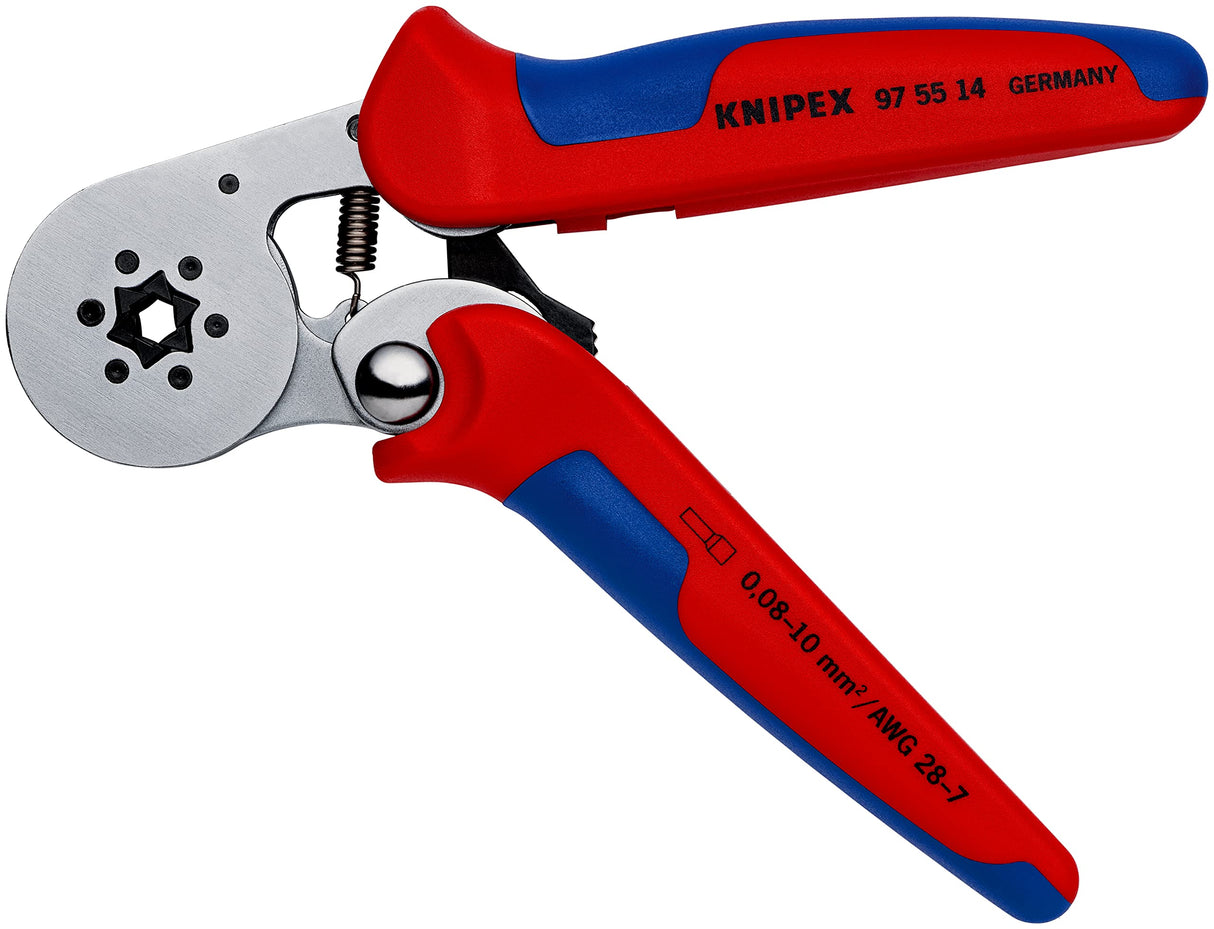 Knipex Alicate autoajustable para crimpar punteras huecas de acceso lateral cromado, con fundas multicomponentes 180 mm (cartulina autoservicio/blíster) 97 55 14 SB