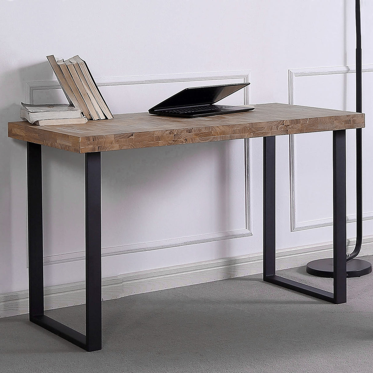 Adec Group Natural, Mesa de Estudio, Escritorio o Despacho, Mesa de Oficina, Color Roble Boreal y Negro, Medidas: 120 cm (Largo) x 60 cm (Ancho) x 73 cm (Alto)