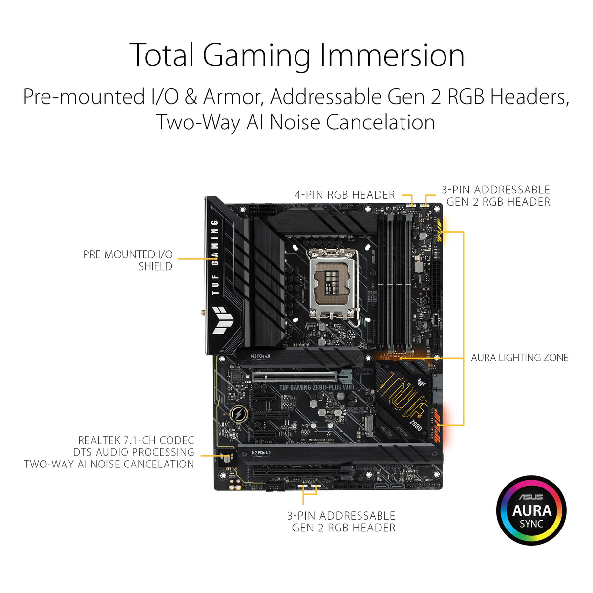 ASUS TUF Gaming Z690-PLUS WiFi - Placa Base Gaming ATX Intel Z690 LGA 1700 (VRM de 15 Fases, PCIe 5.0, RAM DDR5, 4 x M.2, Wi-Fi 6, USB 3.2 Gen. 2 de Tipo C Frontal, Thunderbolt 4 e iluminación RGB)