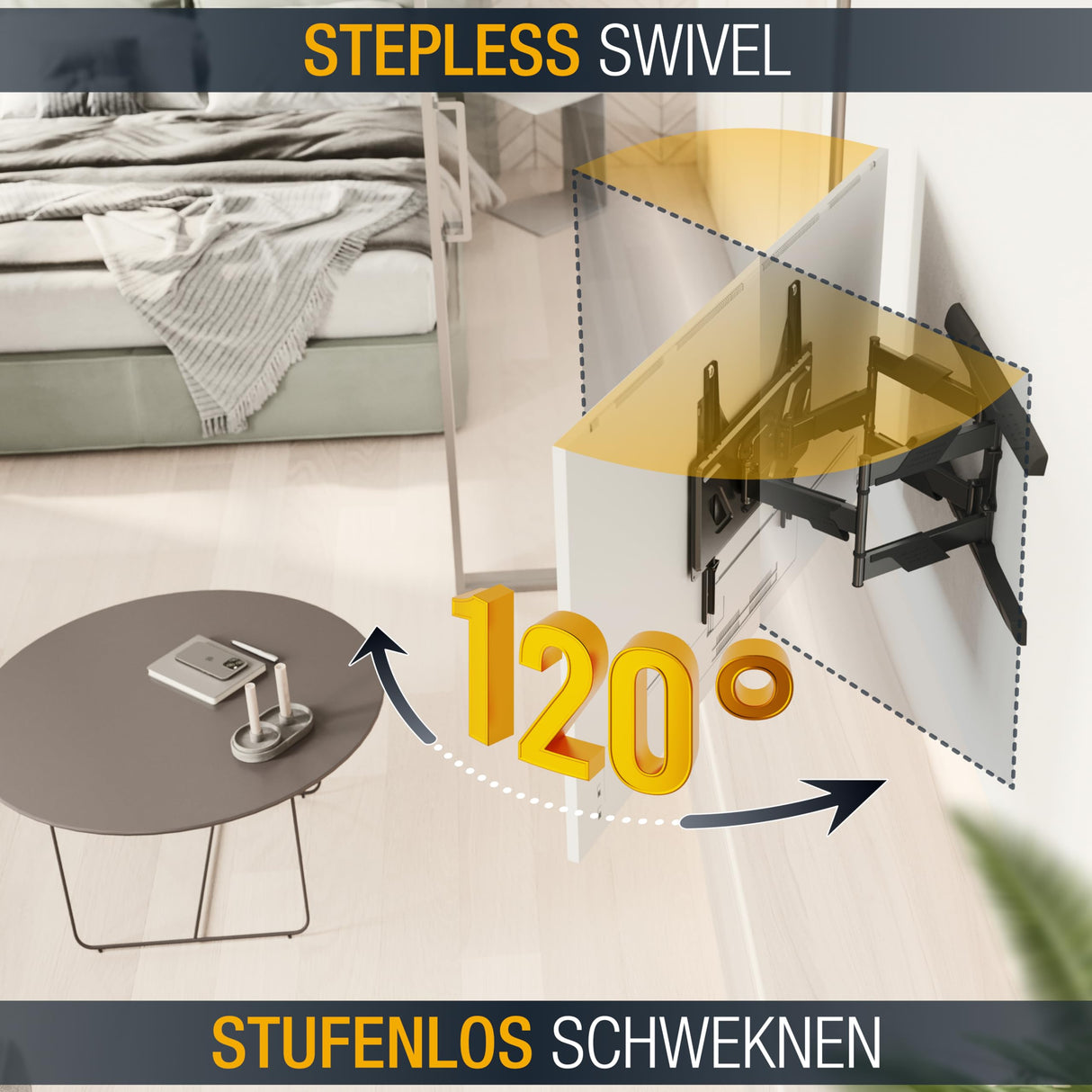 RICOO Soporte TV Pared Giratorio Inclinable Televisión 32-65" (81-165cm) S9544 Brazo Universal Televisor LED/LCD/Curvo VESA 200x200-400x400
