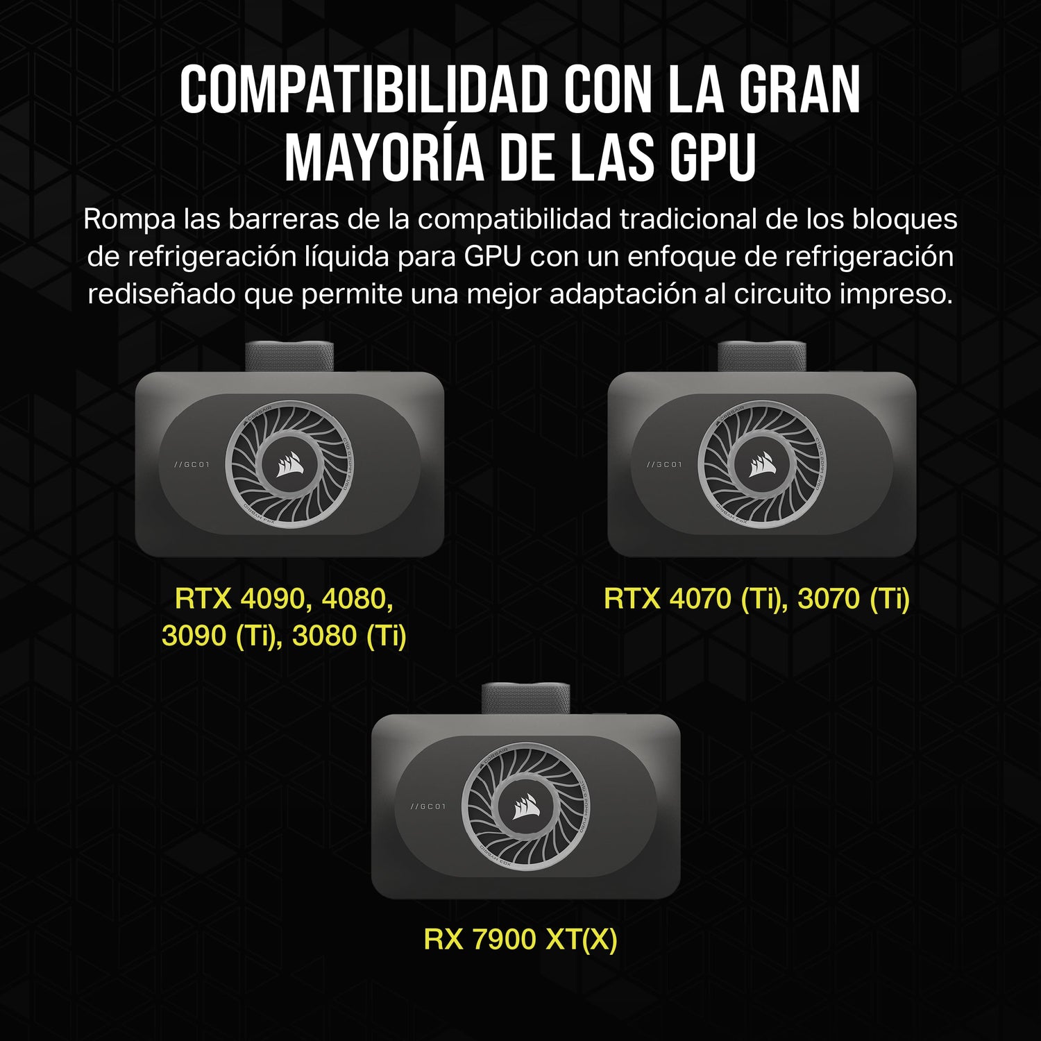 CORSAIR iCUE Link XG3 RGB Hybrid Bloque de Refrigeración Liquida para GPU - Refrigeración Personalizada Híbrida - Se Adapta a 4070, 4070 Ti - Negro