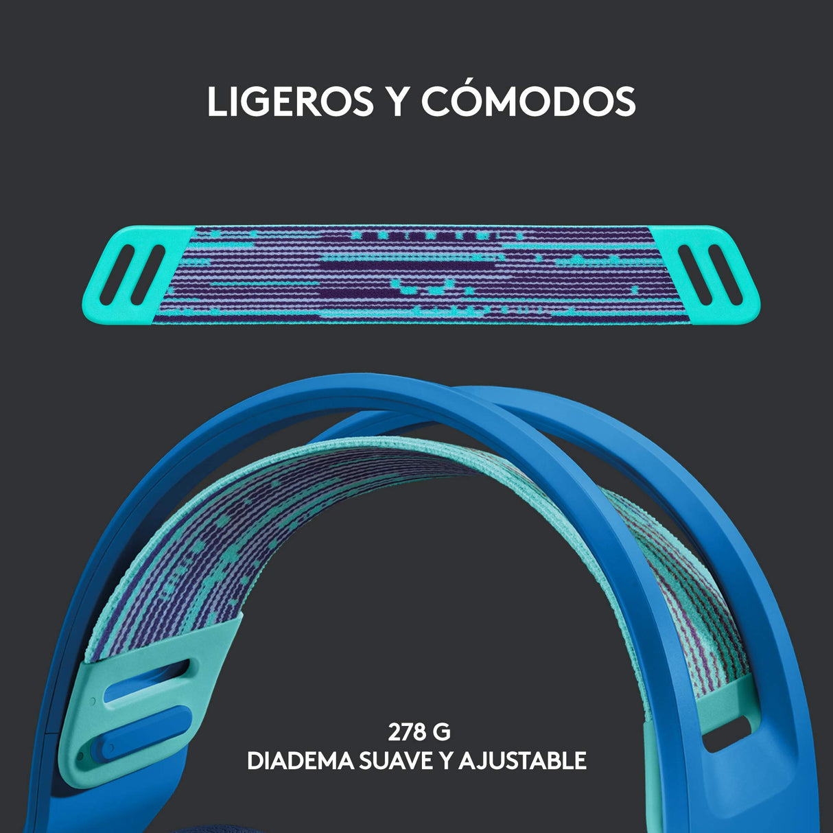 Logitech G733 LIGHTSPEED Auriculares con Micrófono Inalámbricos para Gaming con Diadema con Suspensión, LIGHTSYNC RGB, Tecnología de Micrófono Blue VO!CE, Ligeros, 29h de Batería, PC, PS4, PS5, Azul