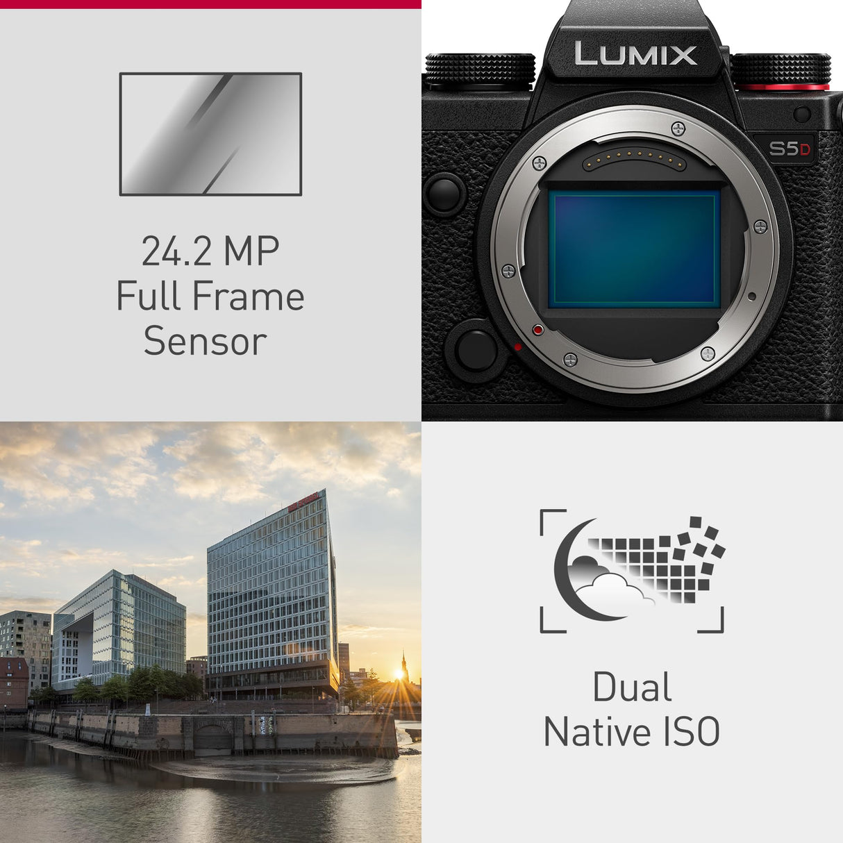 Panasonic DC-S5DWE-K Lumix S5D Cuerpo de cámara sin Espejo de fotograma Completo, 24.2MP, 4K 60P de grabación, Live View Finder, Wi-Fi, Bluetooth y Objetivos S-R1840E 18-40mm y S-S5M0E 50mm, Negro