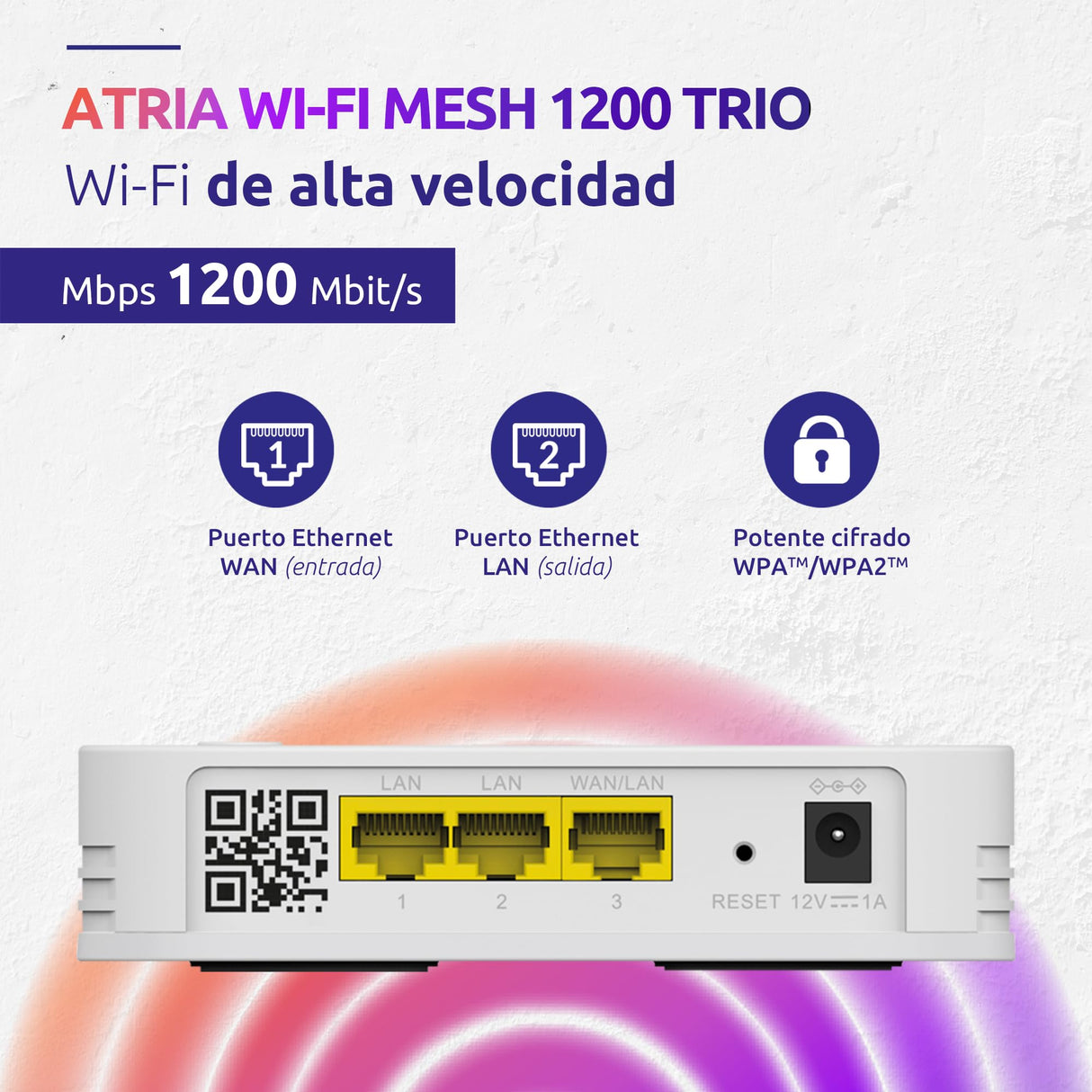 STRONG - Kit WiFi Mesh - AC 1200 Mbps - Hasta 450m² de Cobertura WiFi Adicional - Compatible con Cualquier Box y Router Estándar - Doble Banda 2,4 GHz + 5 GHz - 3 Puertos Gigabit Ethernet - Blanco