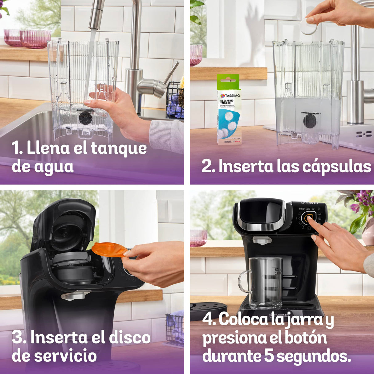 Bosch Hogar Máquina multibebida, Cafetera de cápsulas, Hasta 70 bebidas, OneTouch, Servicio individual, Personalización de bebidas, Filtración de agua, Color Negro