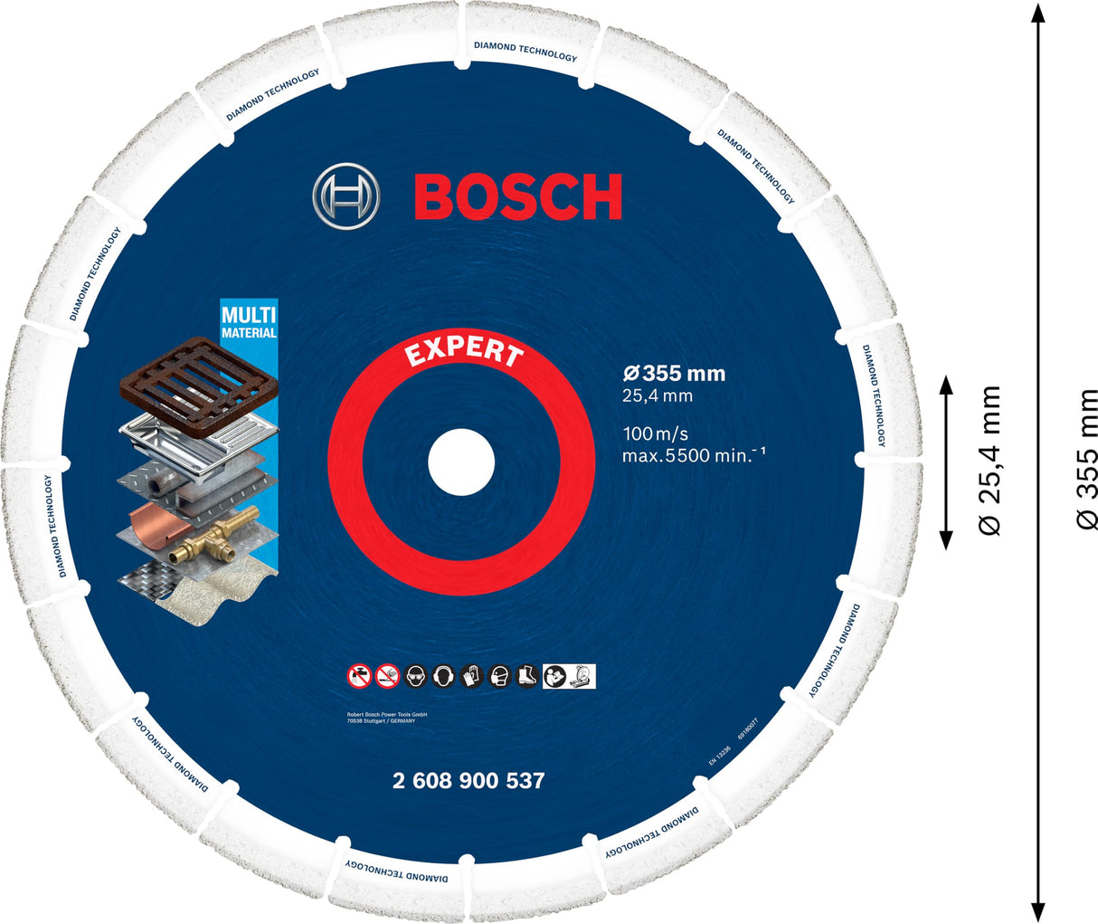 Bosch Professional 1 x Discos de corte Expert Diamond Metal Wheel, para Hierro fundido, 355 mm, Accesorios Sierra a gasolina, Sierra de corte