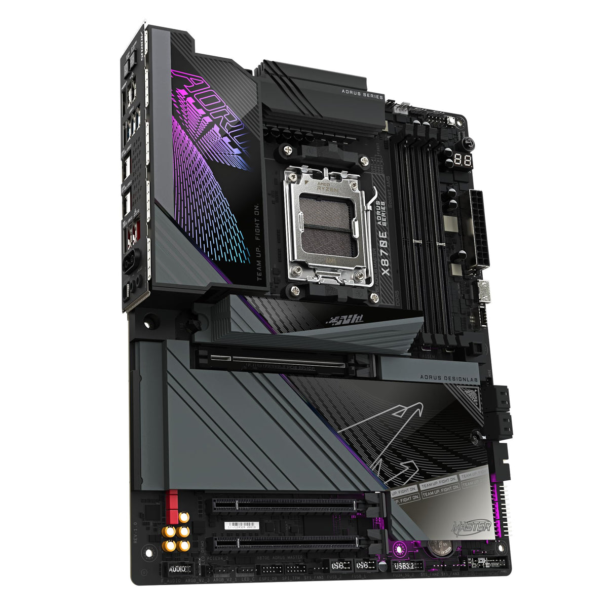 GIGABYTE Placa Base X870E AORUS Master - Compatible con CPUs AMD Ryzen 9000, VRM Digital de 16+2+2 Fases, hasta 8600MHz DDR5 (OC), 3xPCIe 5.0, Wi-Fi 7, LAN 5GbE, USB 4