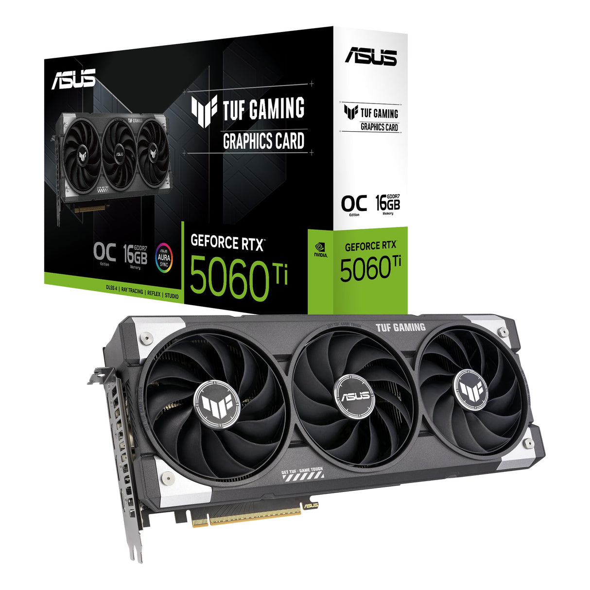 ASUS TUF Gaming GeForce RTX 5060 Ti 16GB GDDR7 OC Edition - Tarjeta gráfica Gaming (PCIe 5.0, HDMI/DP 2.1, diseño de 3,1 Ranuras, Grado Militar, Revestimiento PCB, Ventiladores axial-Tech)