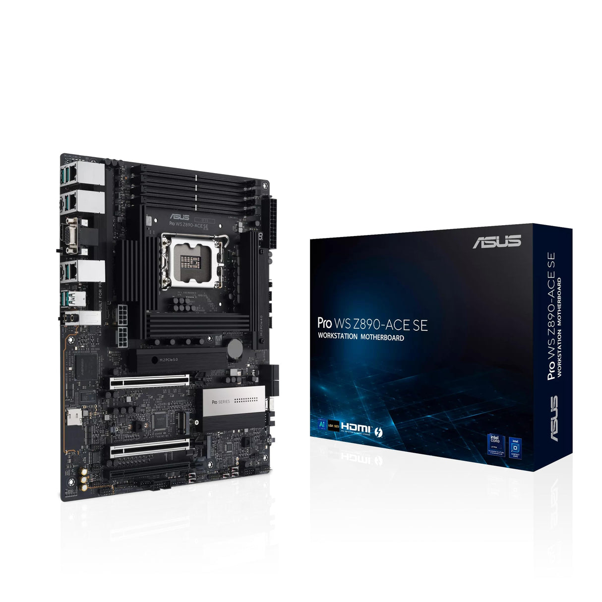 ASUS Pro WS Z890-ACE SE, Placa Base Intel ATX, 16+2+1+2 Fases de alimentación, Ranura DDR5, PCIe 5.0 para Tarjetas gráficas de Nueva generación, 4 Ranuras M.2, Puertos USB-C Thunderbolt, Negro