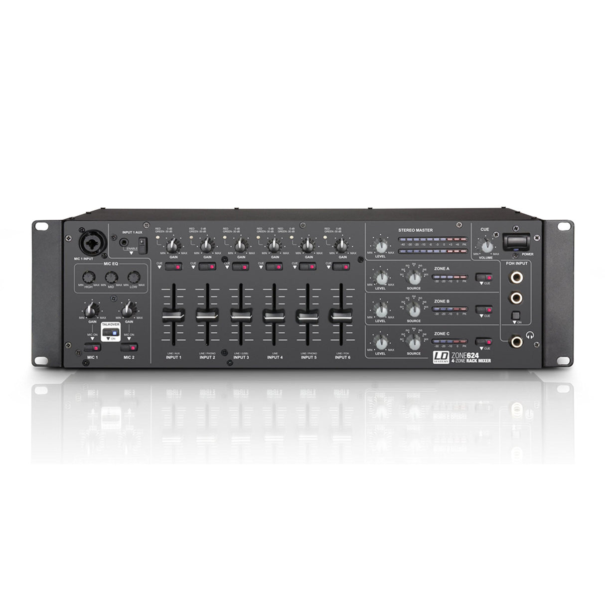 LD Systems ZONE 624 - Mezclador de 4 zonas, formato 19" 3 U