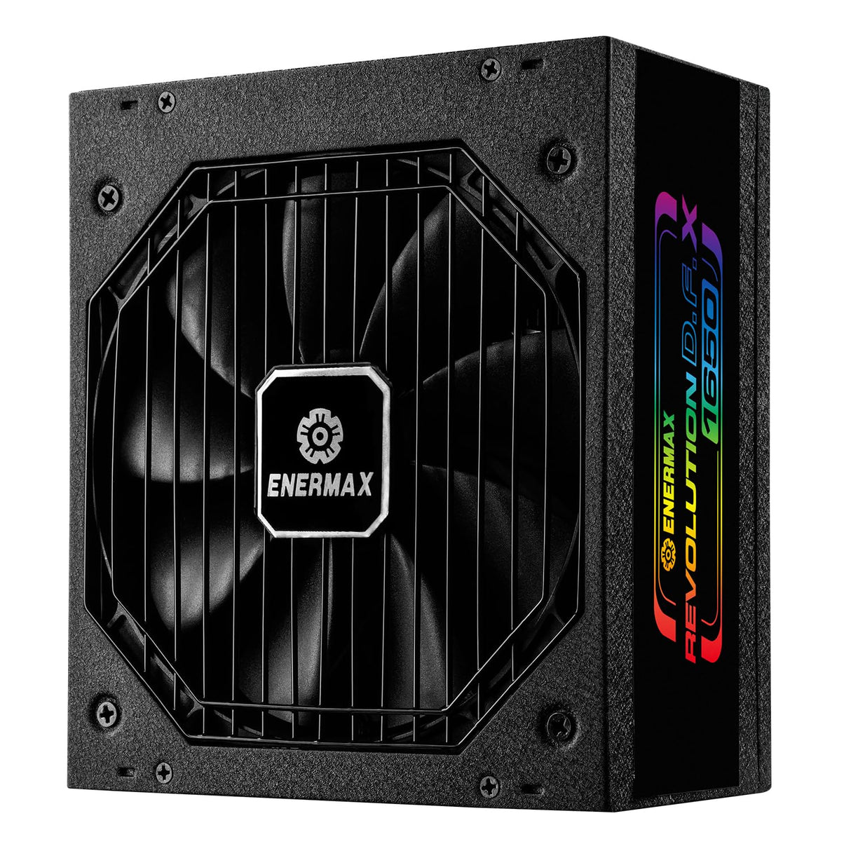 Fuente de alimentación ENERMAX Revolution D.F. X ARGB ATX3.0 PCI-e 5.0 Compact Gaming&Streaming PC 1650W 80Plus Gold (Totalmente Modular, 2X 12VHPWR, Semi-sin Ventilador), ERT1650EWT, Negro