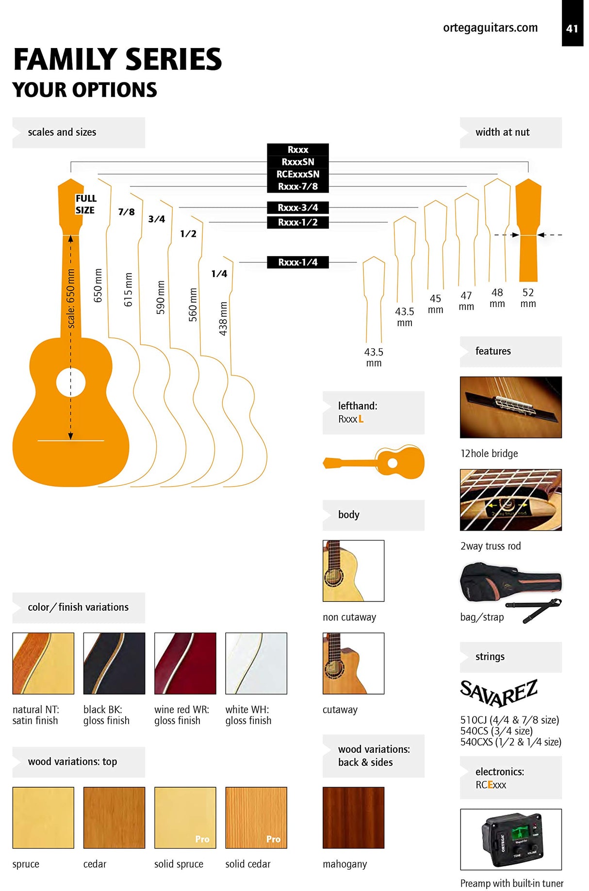 Ortega RCE145LBK - Guitarra electroacústica, abeto y caoba, para zurdos color negro, completo