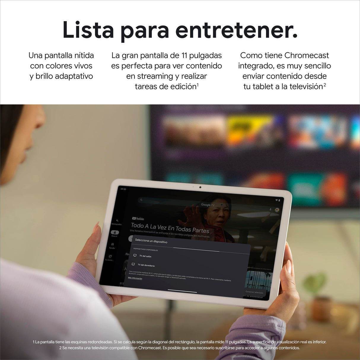 Google Pixel Tablet con Base de Carga - Tablet Android con Pantalla de 11 Pulgadas y batería de duración extralarga - 8 GB de RAM - 256 GB de Almacenamiento - Verde liquen