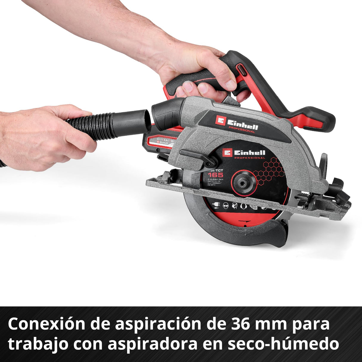 Einhell Professional Sierra circular de mano con batería TP-CS 18/165 Li BL-Solo Power X-Change (18 V, sin escobillas, Ø 165 mm, ajuste de ángulo de corte sin herramientas, sin batería)