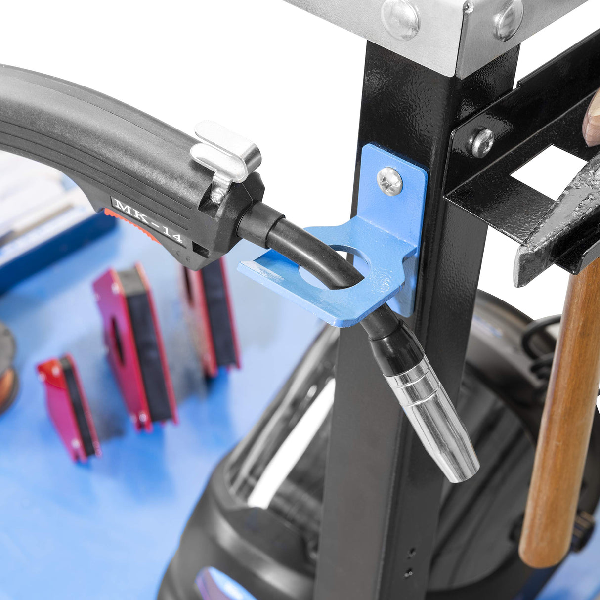 Güde 20105 MST 915 plus - Mesa de soldadura portátil (consola de soldador, ojales colgantes, incluye juego de imanes de soldadura de 4 piezas, capacidad de carga 300 kg), color azul