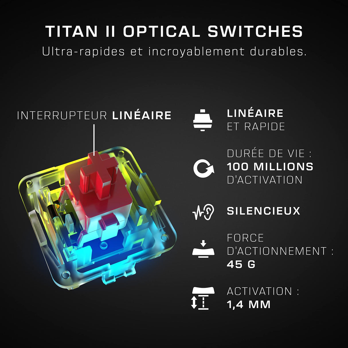 ROCCAT Vulcan II MAX - Teclado de Juego óptico y mecánico para PC, Teclas retroiluminadas RGB Personalizables, reposamuñecas, interruptores Titan II, Placa de Aluminio, Negro