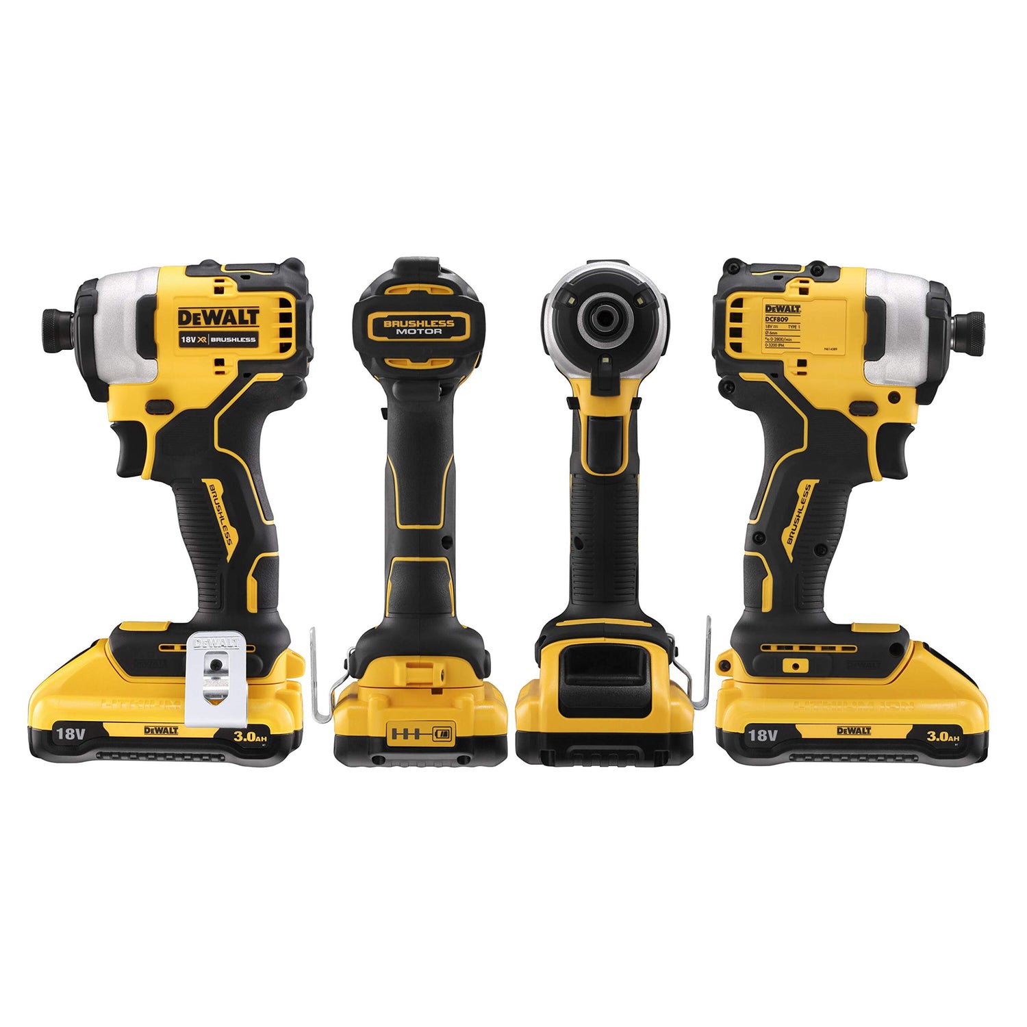 DEWALT DCF809L2T-QW - Atornillador Impacto sin escobillas XR 18V 1/4" 190Nm con 2 baterías Li-Ion 3,0Ah con maletín TSTAK