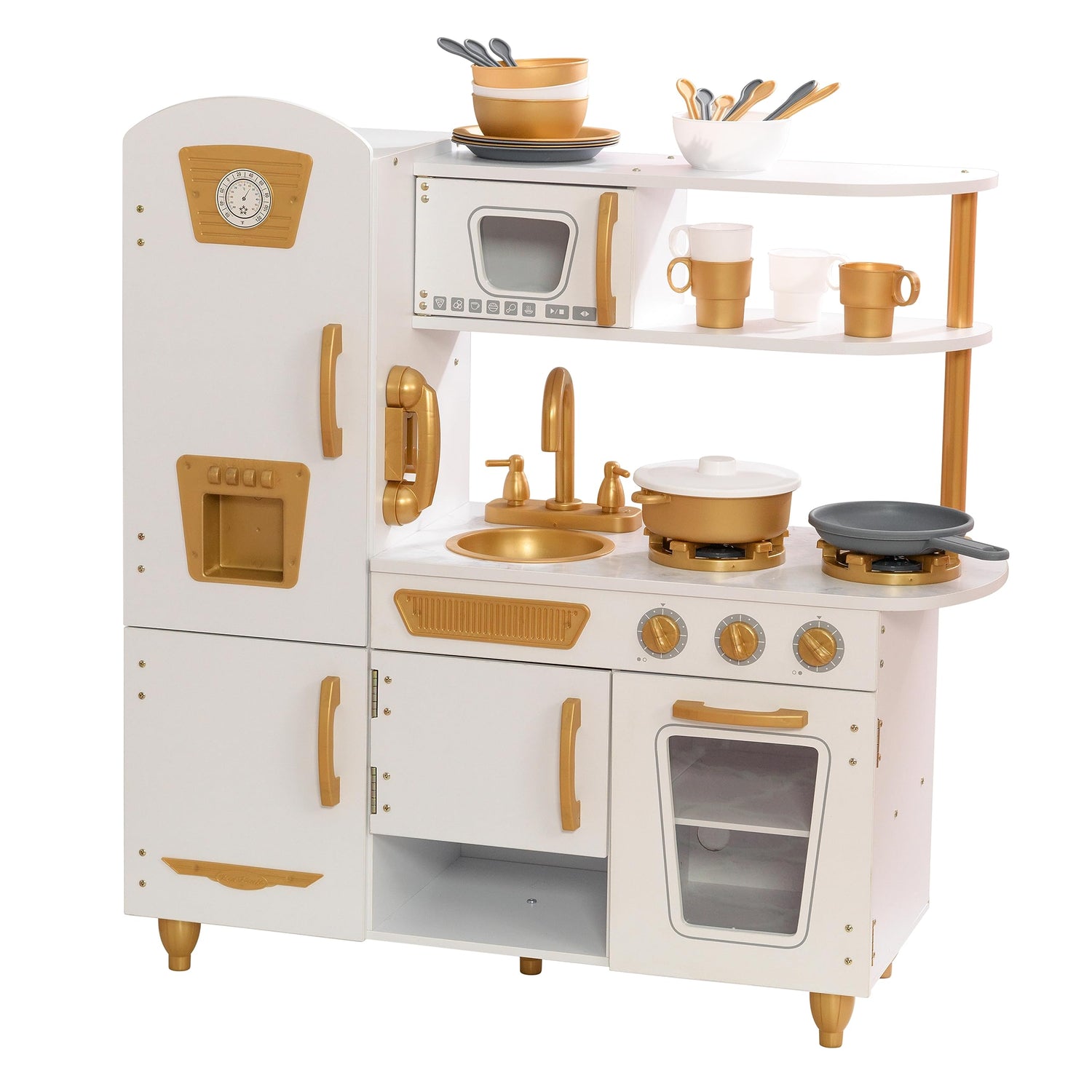 KidKraft Cocina de Juguete Vintage Blanca para niños con Teléfono y Nevera Vintage, cocinita Infantil con Juego de 27 Utensilios, Juguetes niños 3+ años (53445) Exclusivo en Amazon