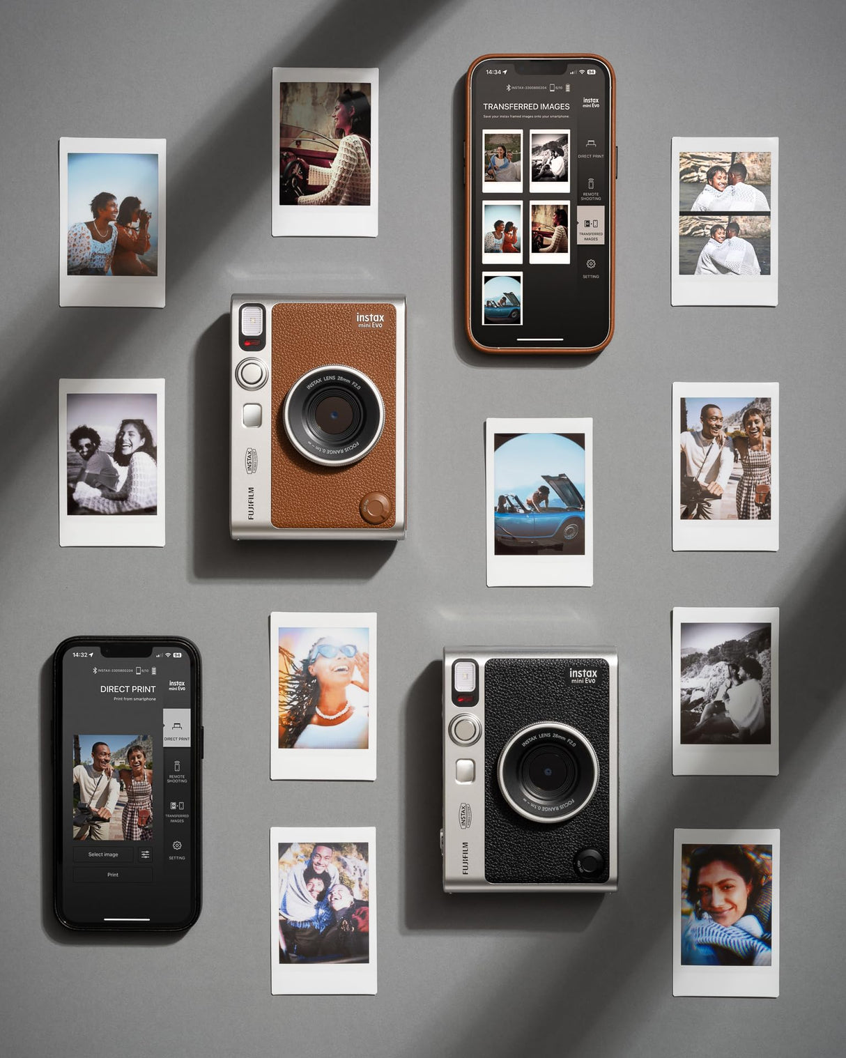 instax Mini EVO marrón. Cámara e Impresora con Pantalla LCD de 2,7 Pulgadas, 10 Efectos de Lente y 10 Efectos de película