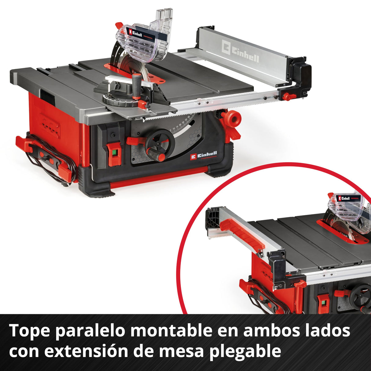 Einhell Professional Sierra circular de mesa con mesa deslizante TP-CC 10 T (2000 W, 85 mm de altura de corte, hoja de sierra Ø 254 mm, tope paralelo de montaje flexible, tope angular)