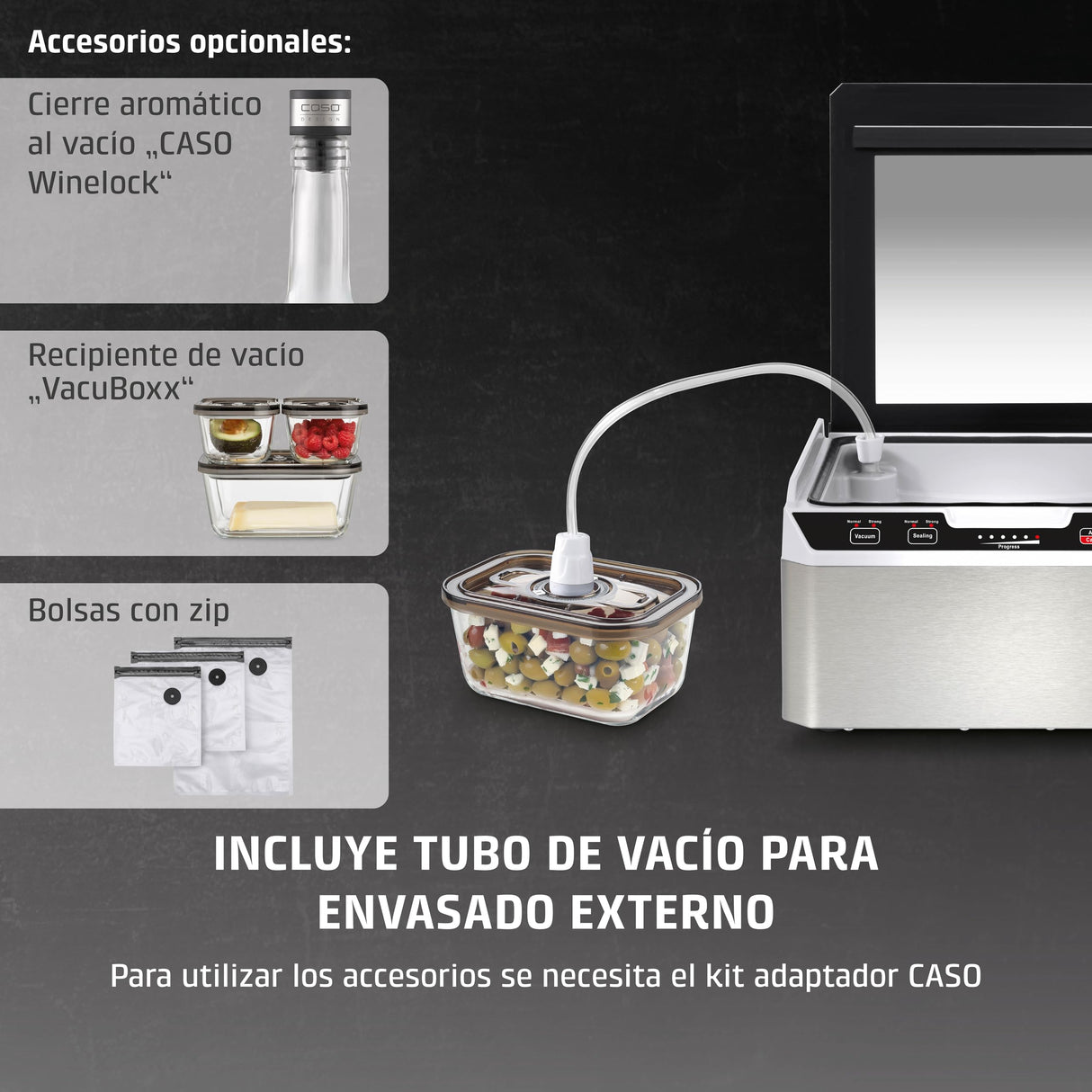 CASO VacuChef 40 - Envasadora al vacío profesional de cámara compacta - Potente capacidad de vacío de 70 L/min - Cámara con capacidad de 3 litros - acero inoxidable