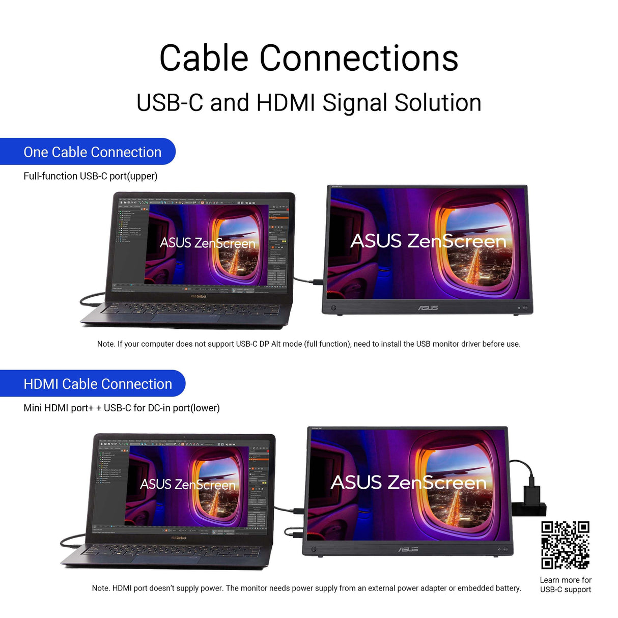 ASUS ZenScreen Touch MB16AMTR Monitor USB portátil de 15.6 Pulgadas, FHD (1920 x 1080), IPS, táctil, batería integrada, señal híbrida, Mini-HDMI, Toma para trípode, Flicker Free, Low Blue Light