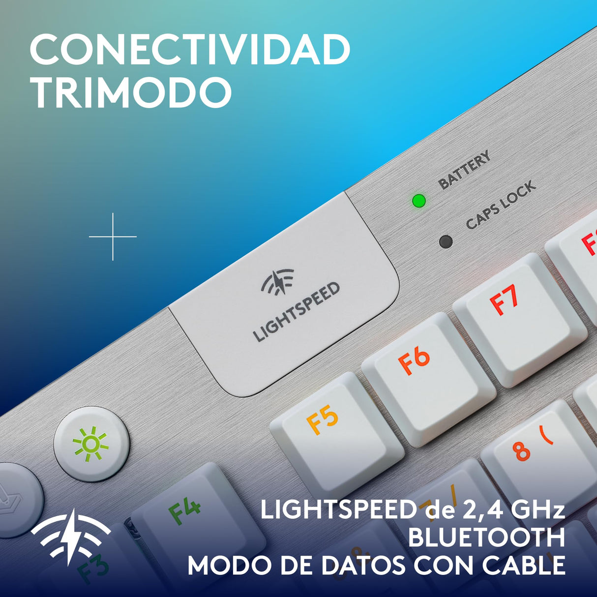 Logitech G G915 X LIGHTSPEED TKL Teclado para gaming inalámbrico de perfil bajo, teclas de PBT de doble moldeado, elegante acabado en aluminio, táctil marrón GL - PC/Mac, QWERTY US - Blanco