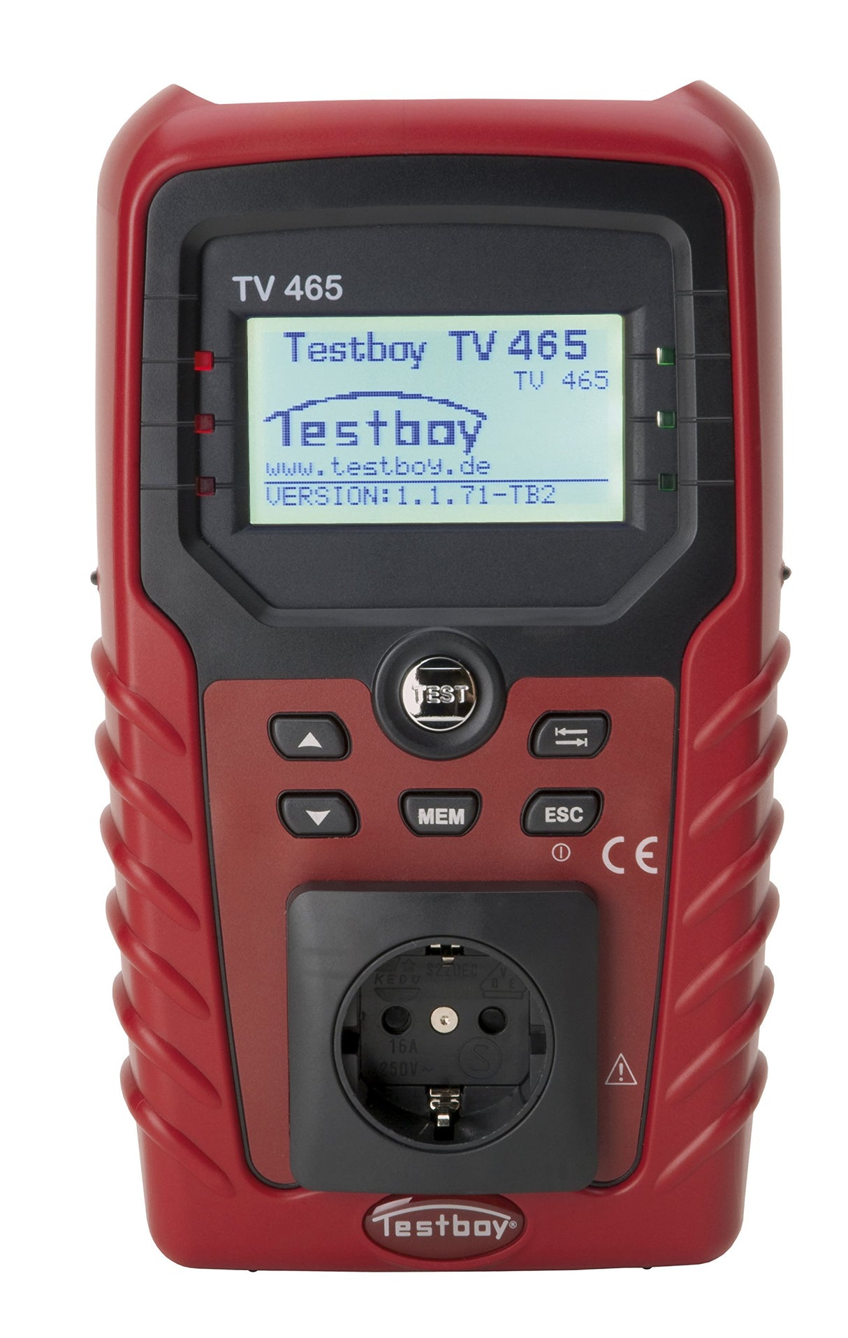 Testboy TV 465 PRO comprobador de aparatos según la norma DIN VDE 0701-0702, herramienta de electricista (independientes de la red, incluye memoria interna y registro para software), rojo/negro