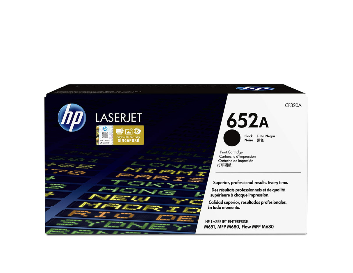 HP 652A CF320A, Negro, Cartucho Tóner Original, de 11.500 páginas, para impresoras HP LaserJet Enterprise serie M651 y LaserJet Enterprise Flow MFP serie M680
