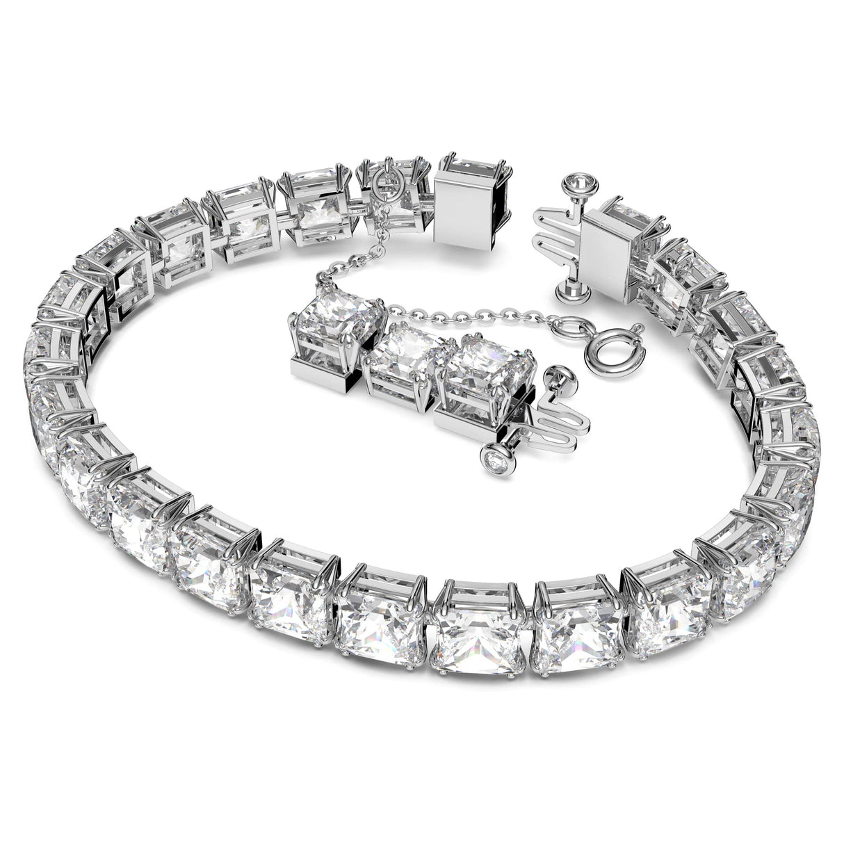 Swarovski Pulsera Millenia, Talla cuadrada, Pequeña, Blanca, Baño de rodio