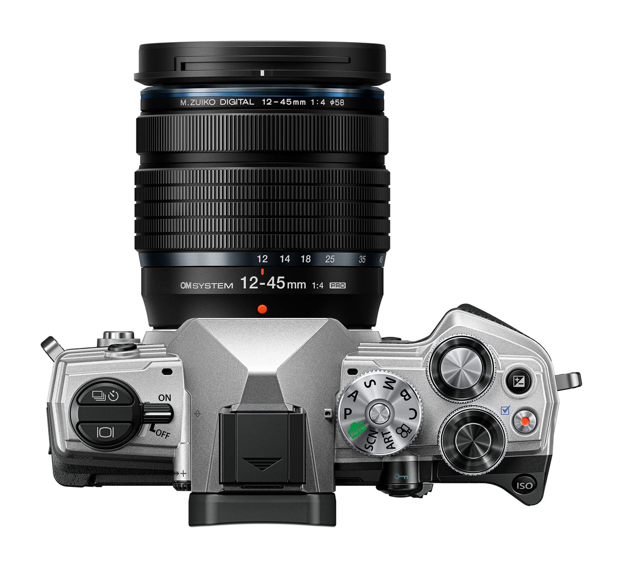 OM SYSTEM OM-5 Cámara con Sistema Micro Four Thirds con Objetivo M.Zuiko Digital ED 12-45mm Pro, Sensor Live Mos de 20 MP, Estabilización de Imagen Mejorada de 5 Ejes, IP53, Plata/Negro