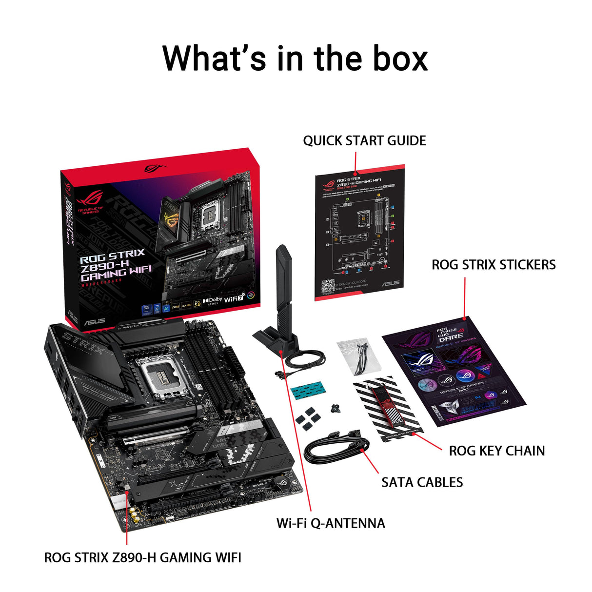 ASUS ROG Strix Z890-H Gaming WiFi - Placa Base ATX, IA optimizada, 16+2+1+2 etapas de Potencia, DDR5, PCIe 5.0, Cuatro Ranuras M.2, WiFi 7, overclocking con IA, Redes con IA II, iluminación Aura Sync