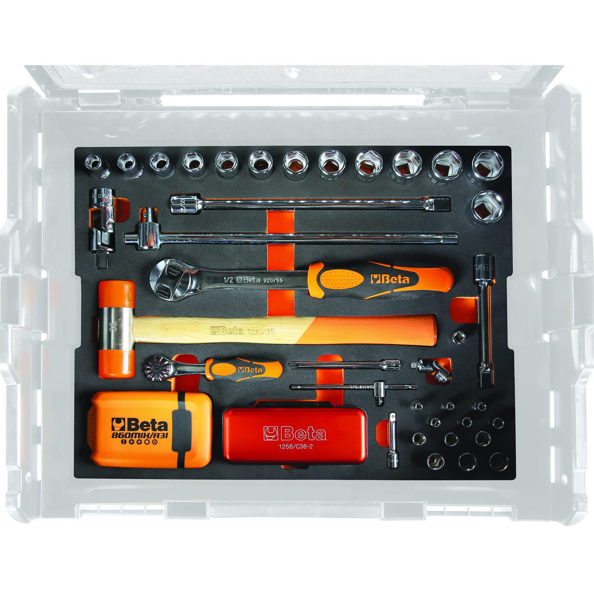 Beta - 5990V3 Surtido de 116 herramientas para maletín de herramientas COMBO C99V3/2C con bandeja suave de EVA, kit compatible con la maleta de herramientas COMBO C99V3/2C no incluida, 059900003