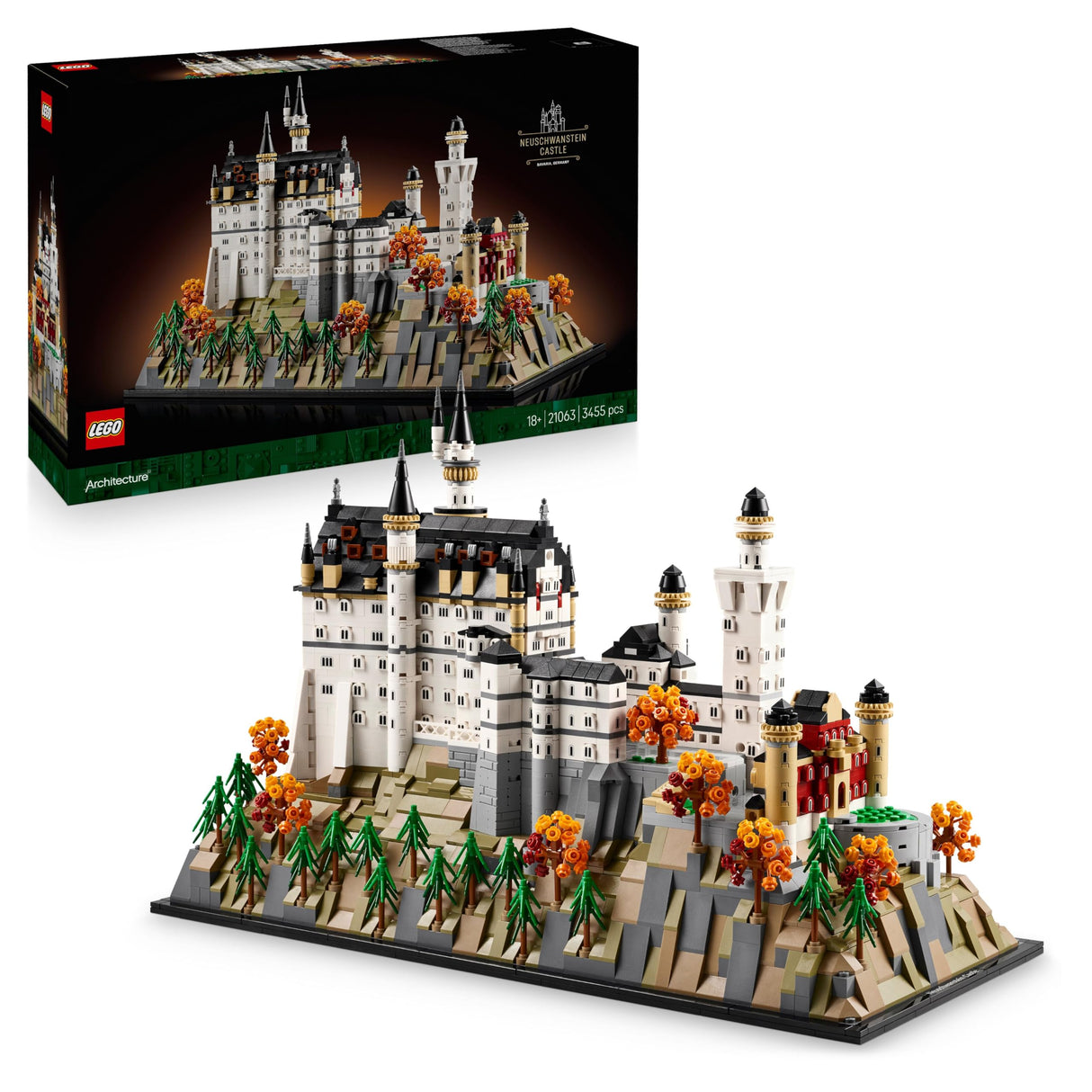 LEGO Architecture Castillo de Neuschwanstein - Maqueta DIY para Adultos Coleccionistas con Torres, Patios e Interior Detallado - Regalo de Monumento para Hombres y Mujeres - Decoración del Hogar 21063
