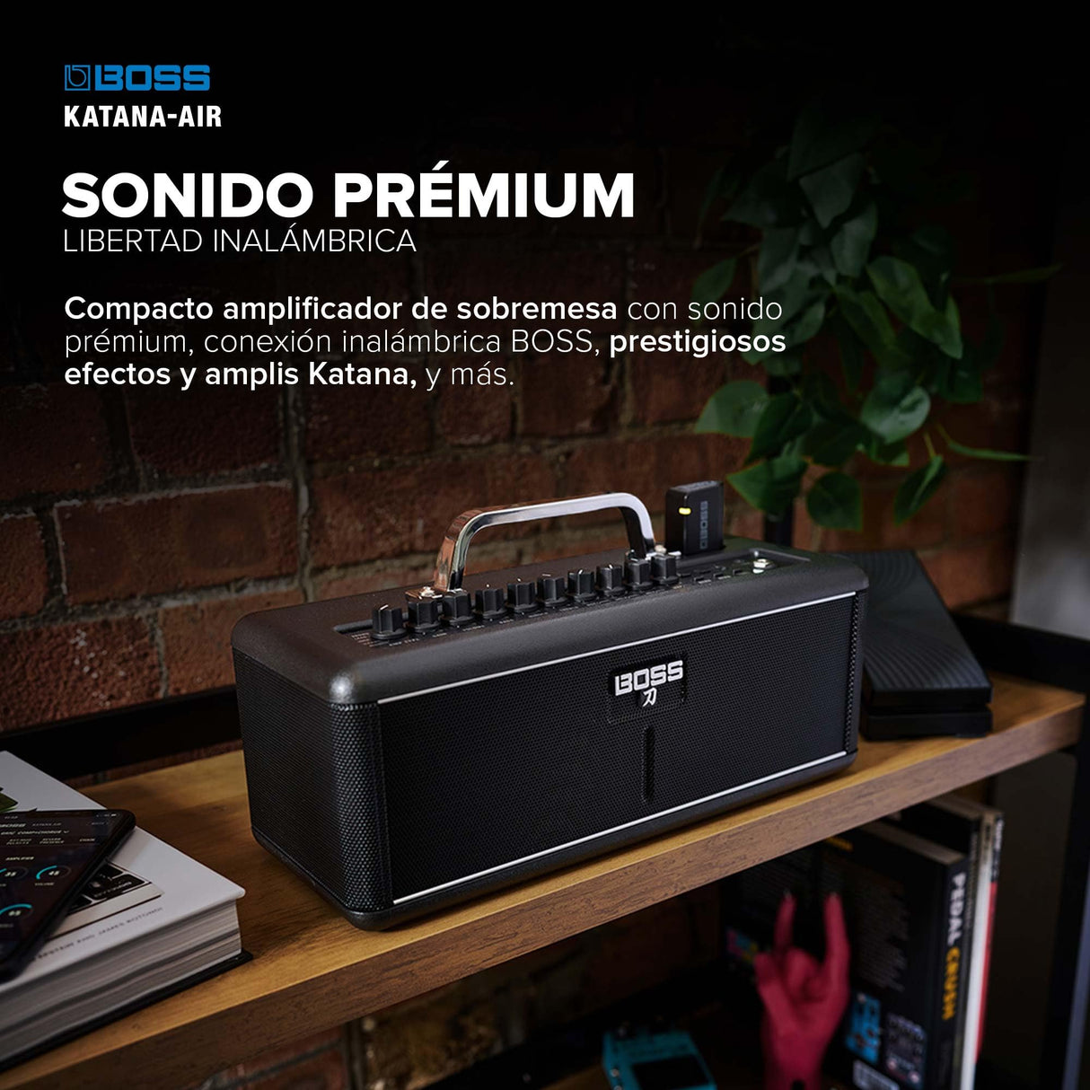 Amplificador de guitarra inalámbrico BOSS Katana Air — Tecnología de guitarra inalámbrica desarrollada por BOSS para tocar y practicar sin líos de cables