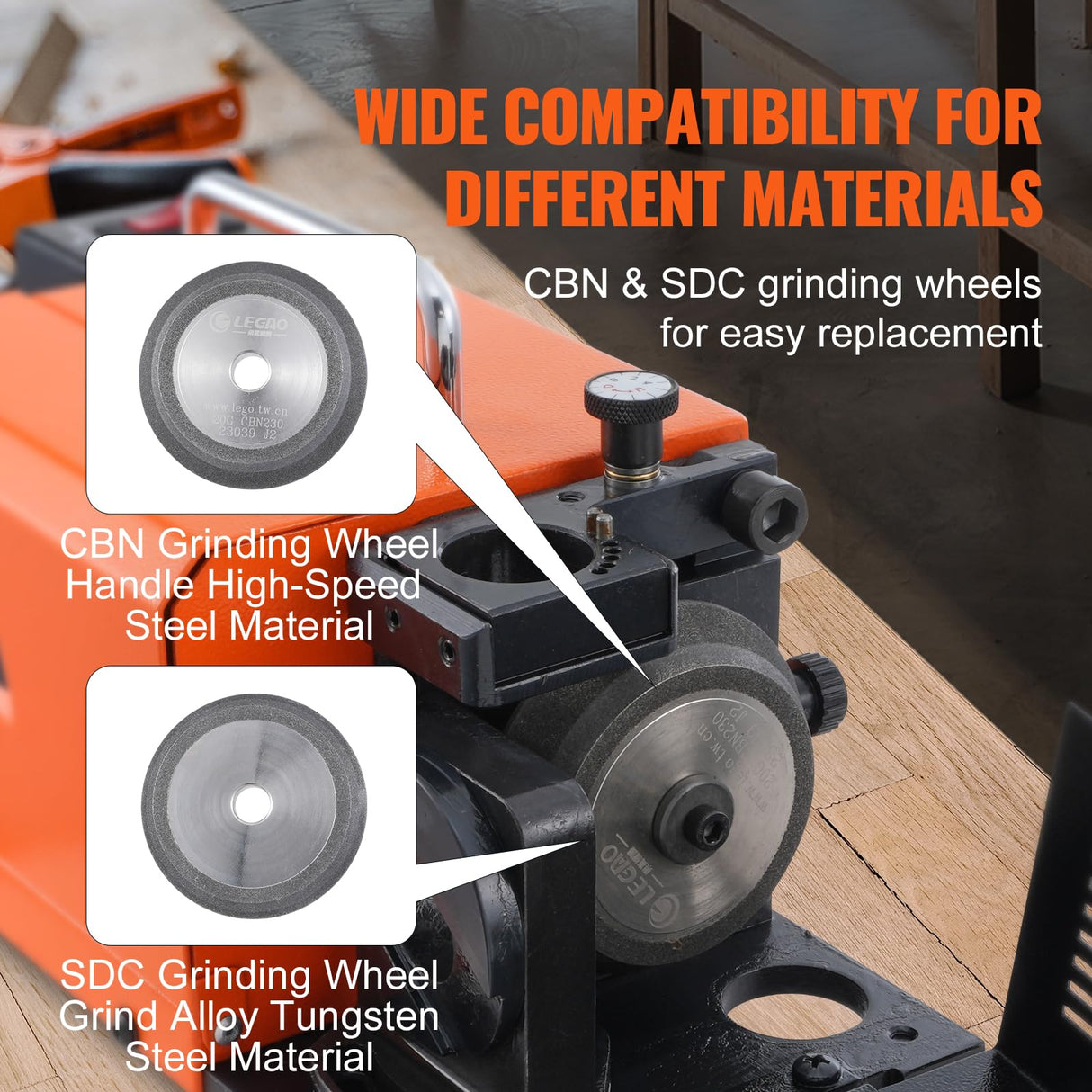 VEVOR Afilador de Brocas 290x145x160mm Afilador de Fresas Ángulo de Descarga de Labios de 3-20 mm Ángulo de Punta Ajustable 95°-135° Afilador de Brocas Portátil con 18 Pinzas, Muela Abrasiva CBN y SDC