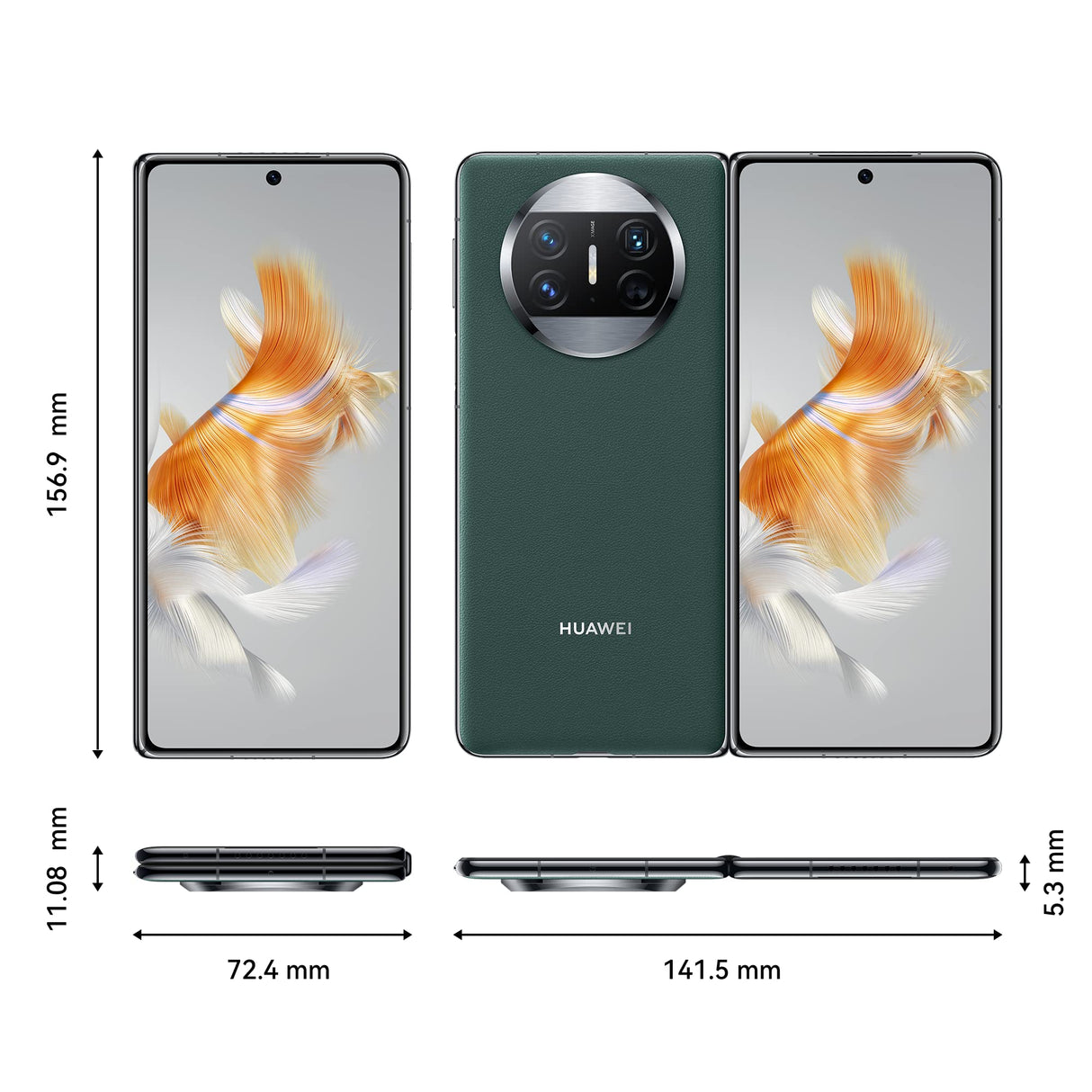 HUAWEI Mate X3 Smartphone, cámara Ultra visión True-Croma, cámara Ultra Vision Xmage 50MP, Ultra Ligera y Ultra Fina, batería de 4800 mAh Carga Cableada a 66 W y Carga inalámbrica a 50 W