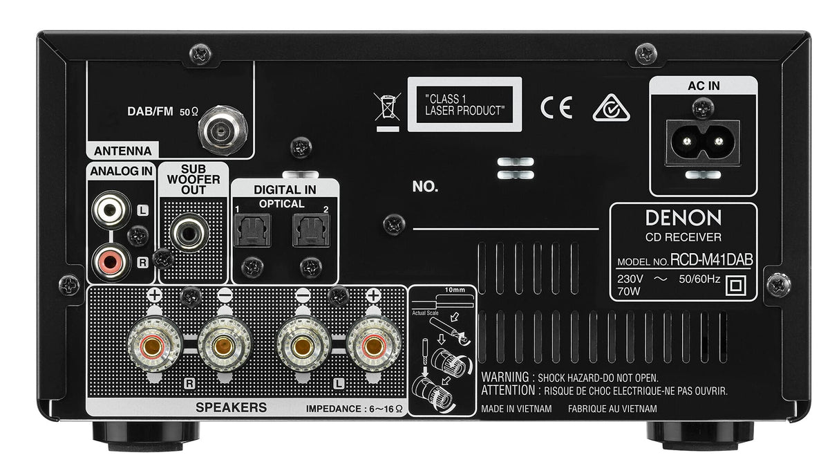 DENON, Sistema Compacto de Alta fidelidad Denon D-M 41 Dab con 2X 30W de Potencia de Salida, Negro.