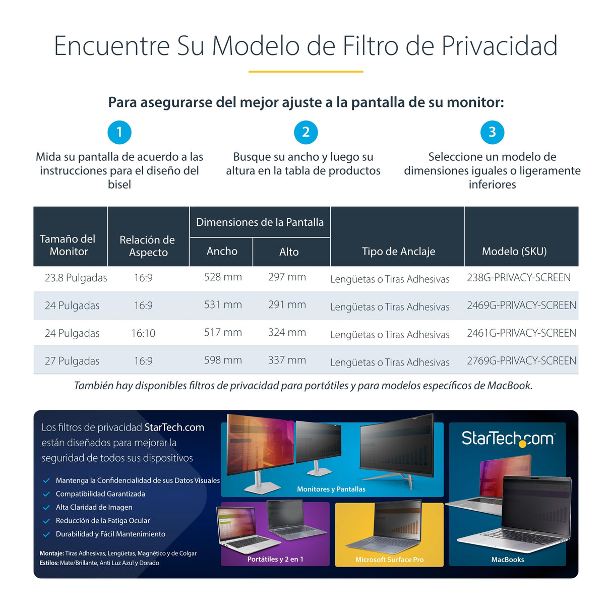 StarTech.com StarTech.com Filtro de Privacidad Dorado para Monitores de 24in 16:10 - Reversible con Privacidad Mejorada - +/- 30°
