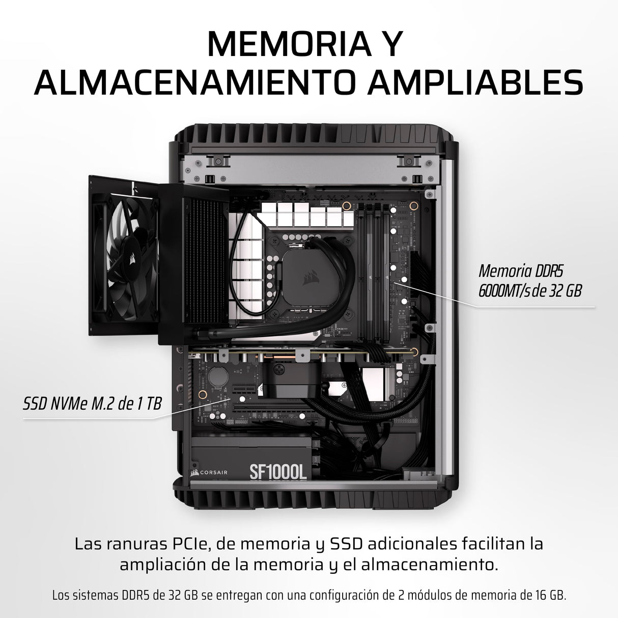 Corsair One i500 Gaming PC – CPU Intel Core i7-14700 con Refrigeración Líquida – GPU NVIDIA RTX 4070 Super con Refrigeración Líquida – Memoria Vengeance DDR5 32GB – 1TB SSD M.2 – Metal Oscuro