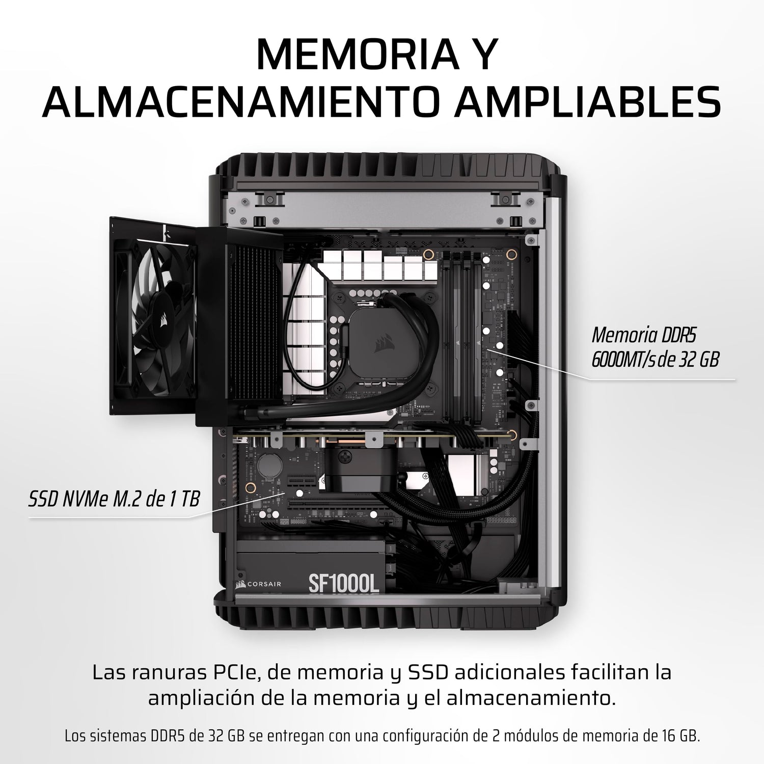 Corsair One i500 Gaming PC – CPU Intel Core i7-14700 con Refrigeración Líquida – GPU NVIDIA RTX 4070 Super con Refrigeración Líquida – Memoria Vengeance DDR5 32GB – 1TB SSD M.2 – Metal Oscuro
