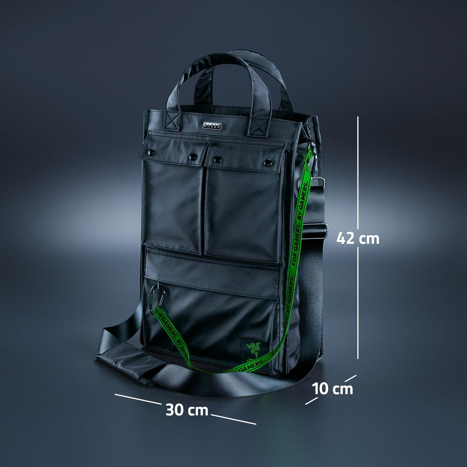 Razer Xanthus Tote Bag - Compartimento acolchado dedicado para portátil - Se adapta a portátiles de hasta 16» - Nylon repelente al agua - Transporte bidireccional con correa de hombro desmontable