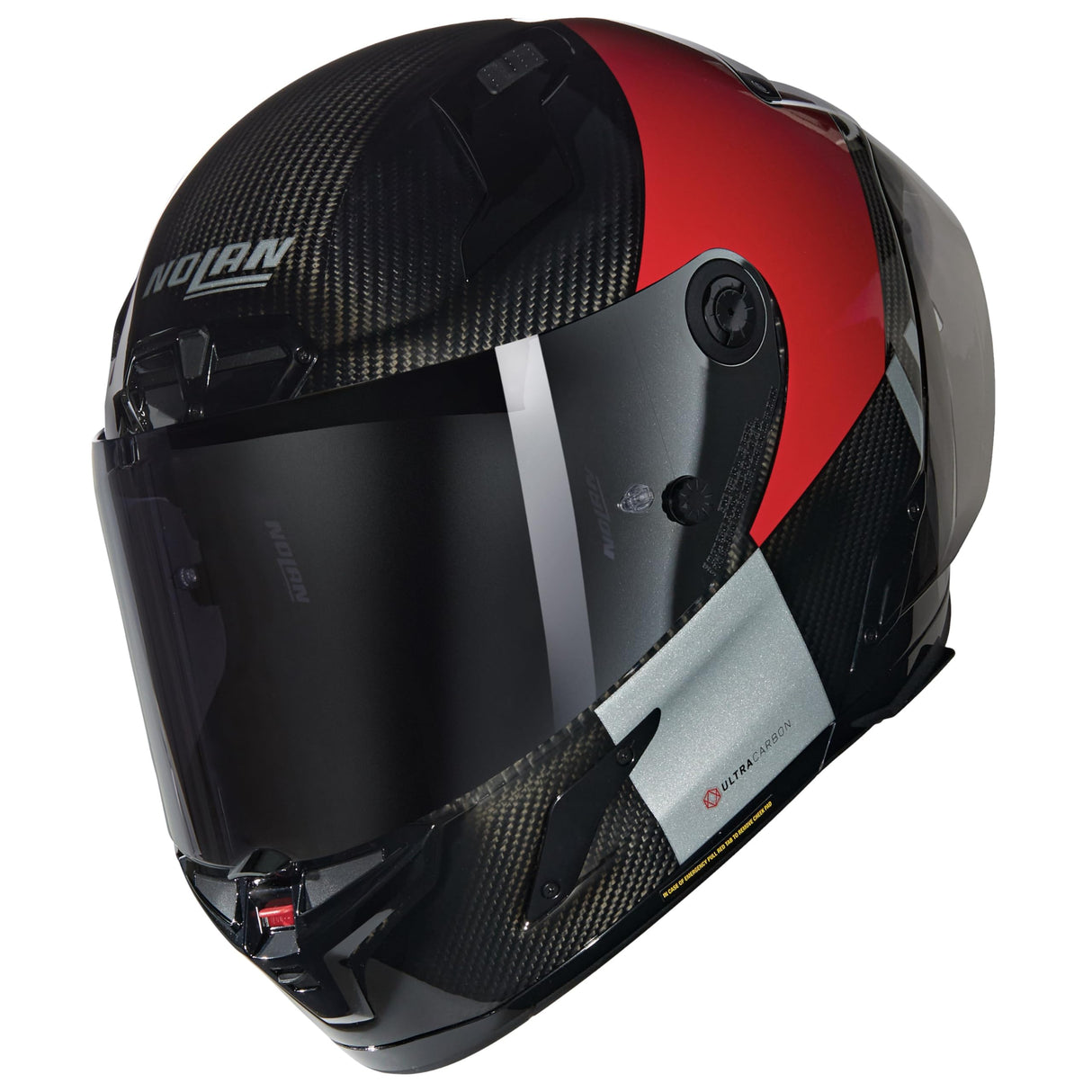 NOLAN Helmet X-804 RS Combo Gara 351 L, Carbono/Rojo/Gris/Negro