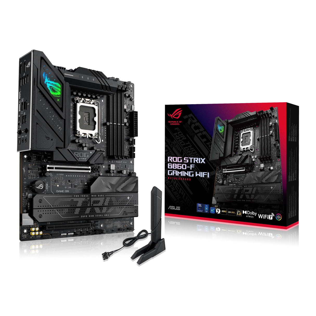 ASUS ROG Strix B860-F Gaming WiFi, Placa Base ATX, preparada para PCs con IA Avanzada, 16+1+2+1 etapas de Potencia, Ranuras DDR5, PCIe 5.0, Cuatro Ranuras M.2, WiFi 7, iluminación Aura Sync RGB