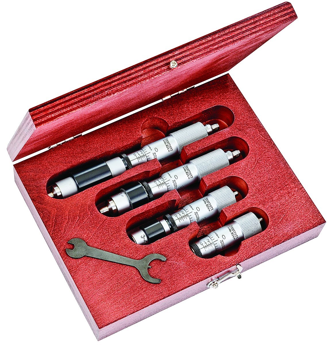 Starrett S824AZ Conjunto de micrómetros interior Vernier de rango fijo, rango de 2-6 pulgadas, graduación de 0 pulgadas, precisión de +/-0 pulgadas (juego de 4 piezas)
