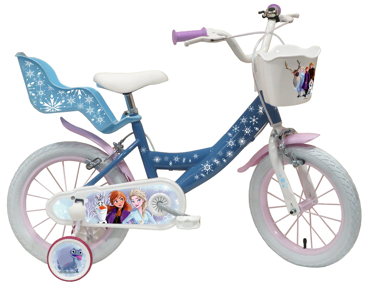 Vélo ATLAS Vélo Reine Des Neiges 14'' Fille Bicicleta de 14 Pulgadas para niños, Frozen, Azul y Blanco