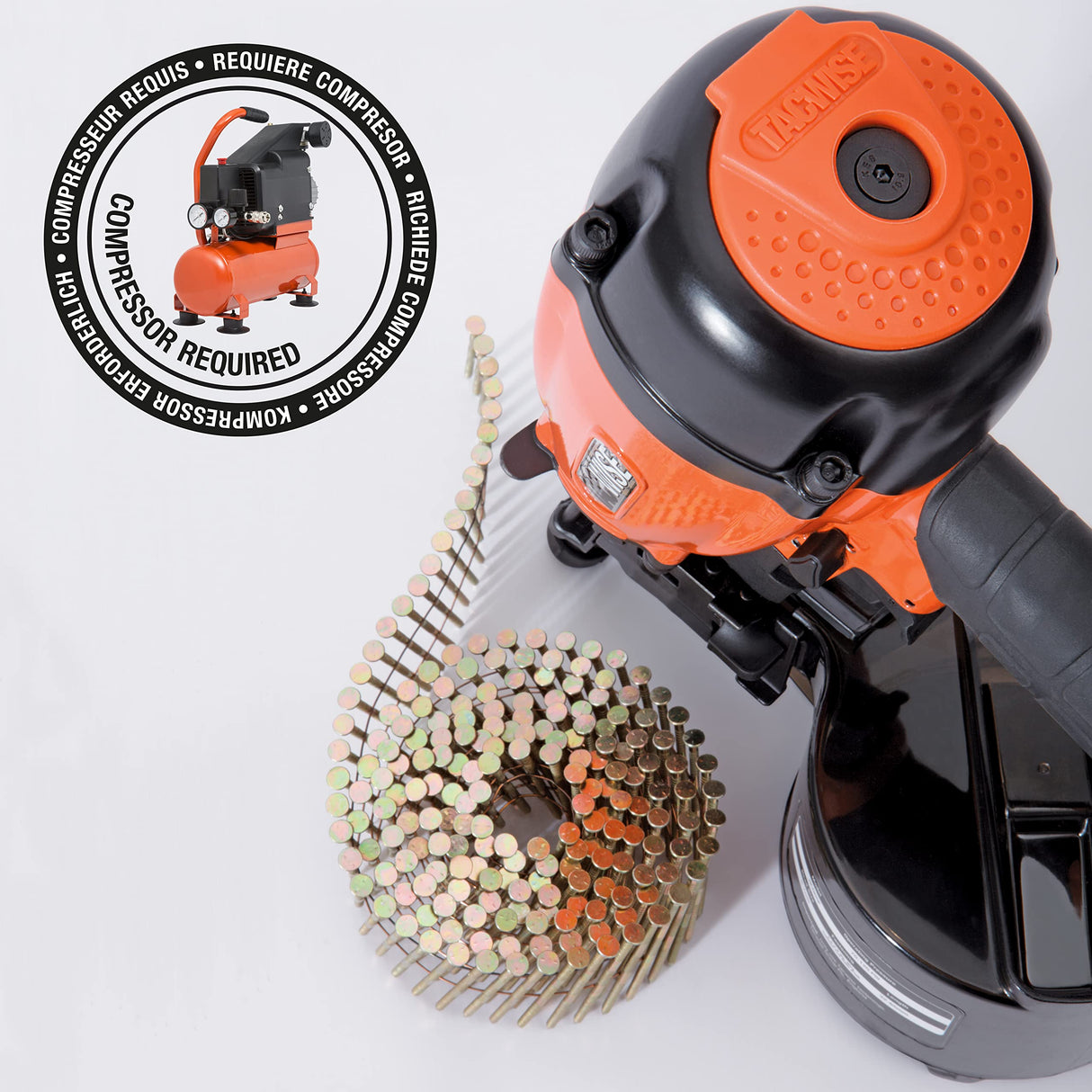 TACWISE JCN90V Clavadora Neumática de Bobina, Utiliza Clavos en Bobina Plana de 50-90 mm