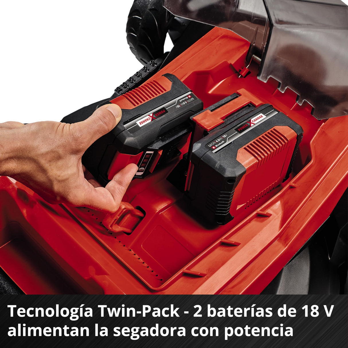 Einhell Cortacésped inalámbrico GE-CM 36/43 Li M-Solo (Ion de Litio, 36 V, hasta 600 m², Ancho de Corte de 43 cm, Ajuste de Altura de Corte Central de 6 Niveles).